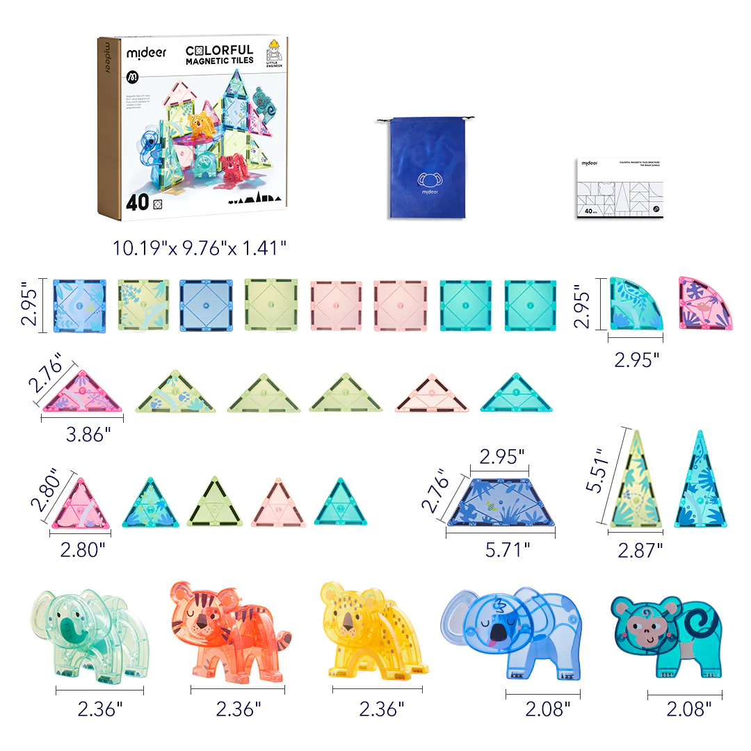 Set magnetic cu animale din jungla, Colorful Magnetic Tiles Wonderful Forest, 40 piese, 3 [5]