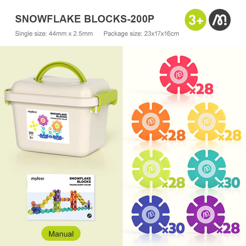 Set de constructie STEM, fulgi de zapada colorati, din plastic, 200 piese [2]