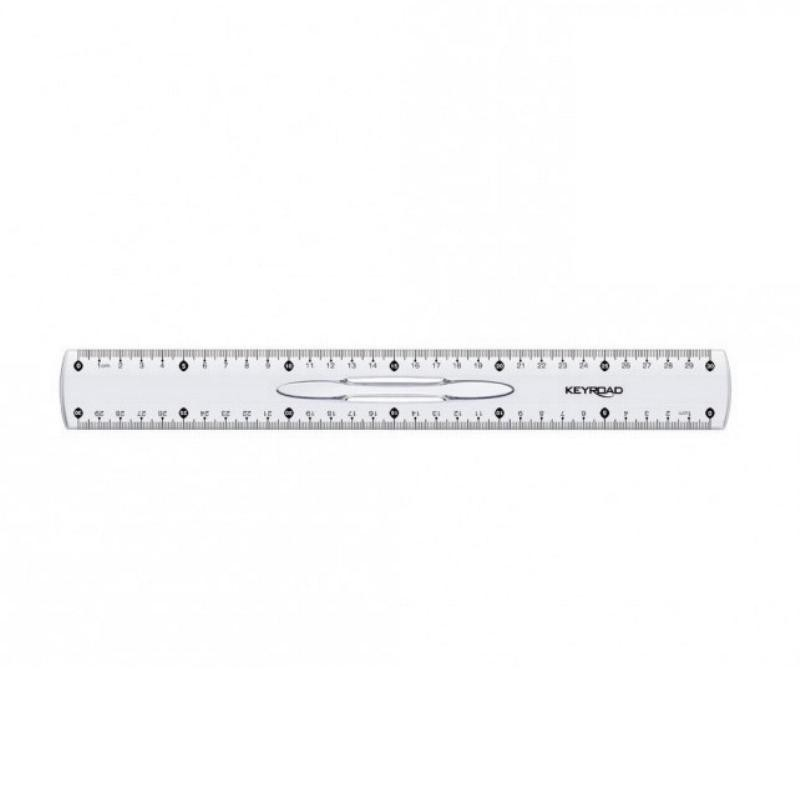 Rigla plastic 30cm cu maner, transparenta, inscriptionare pe ambele parti [3]