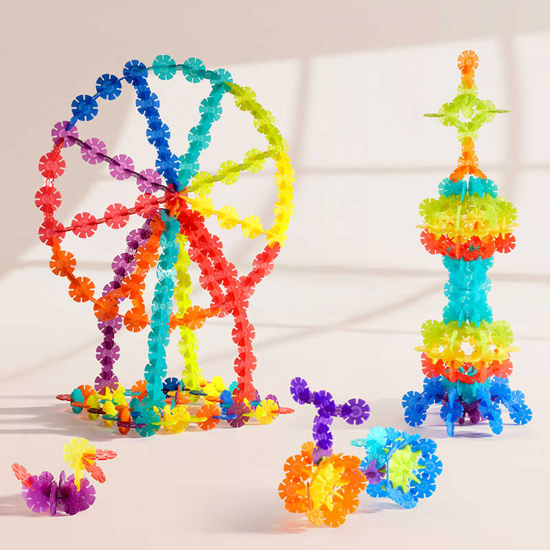 Set de constructie STEM, fulgi de zapada colorati, din plastic, 200 piese [7]