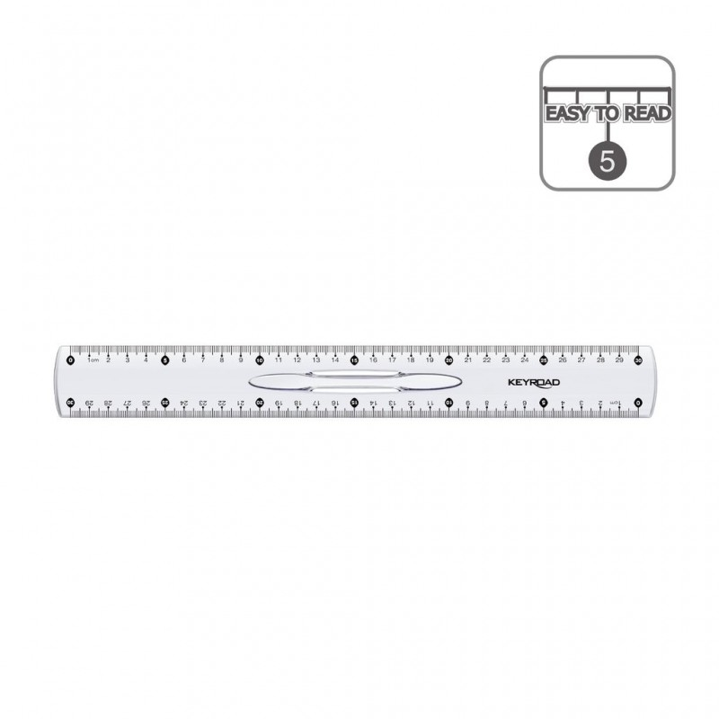 Rigla plastic 30cm cu maner, transparenta, inscriptionare pe ambele parti [2]