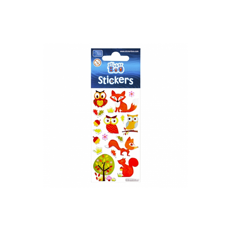 Abtibilduri - animalute padure, set 17 buc, Sticker Boo, 382525 [2]