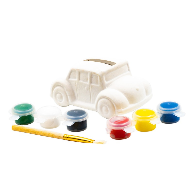 Accesorii creatie ceramica - pusculita - masina, pentru pictat / colorat + 6 culori si pensula, 9.4 cm, Colorarte BS2106 [1]