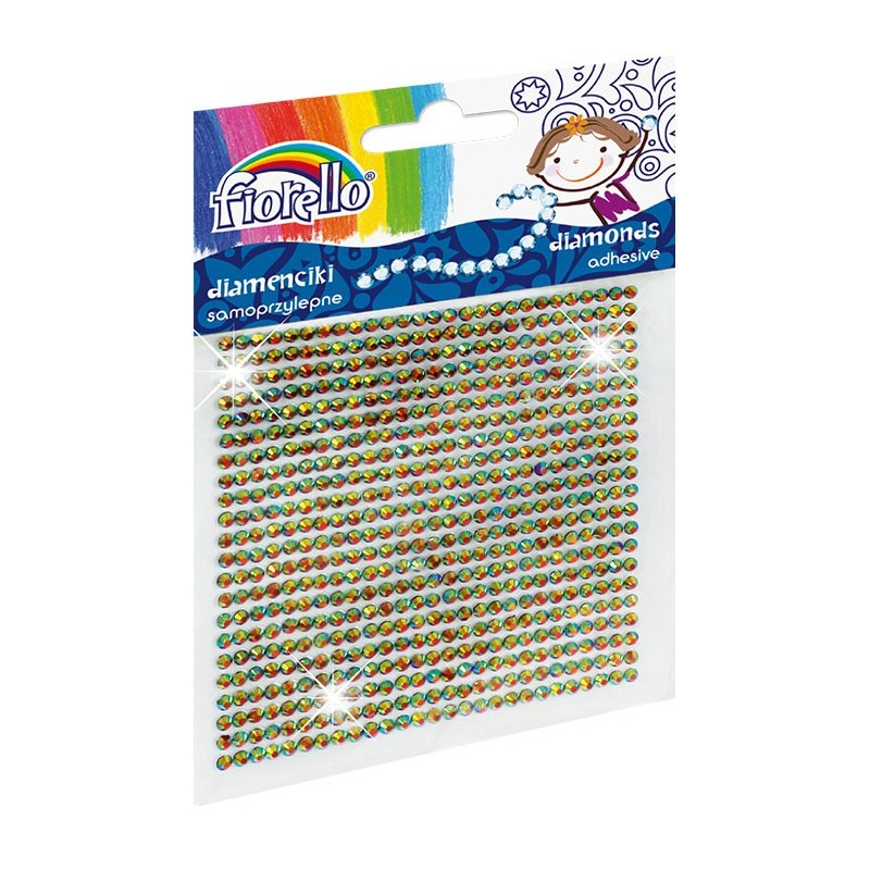 Accesorii creatie - diamante plastic, diverse culori, 2mm, autoadezive, blister 594 buc, Fiorello, GR-DS03 / 170-2399 [1]