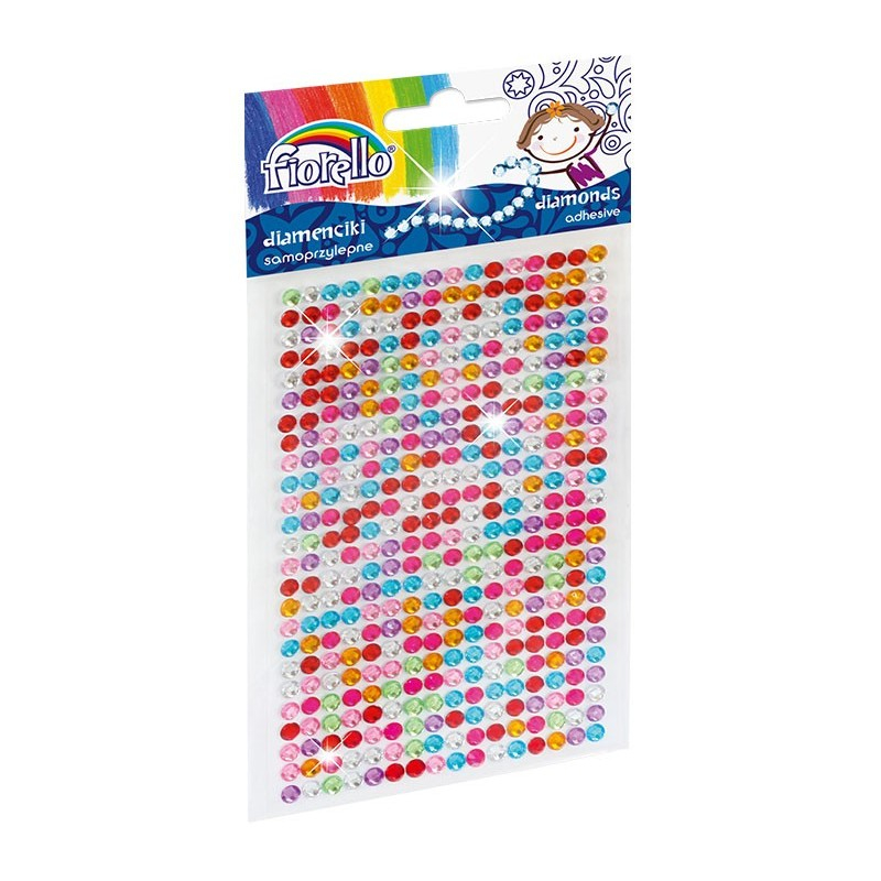 Accesorii creatie - diamante plastic, diverse culori, 4mm, autoadezive, blister 400 buc, Fiorello, GR-DS041 / 170-2396 [1]