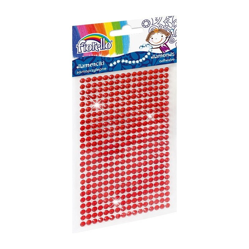 Accesorii creatie - diamante plastic, rosu, 4mm, autoadezive, blister 400 buc, Fiorello, GR-DS039-1 / 170-2391 [1]