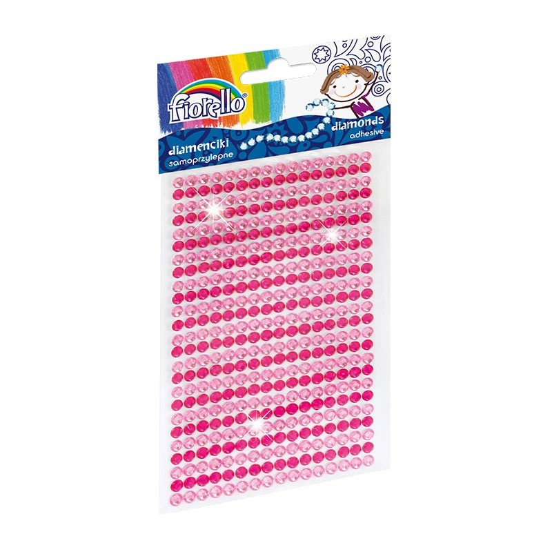 Accesorii creatie - diamante plastic, roz, rosu, 4mm, autoadezive, blister 400 buc, Fiorello, GR-DS040 / 170-2395 [1]