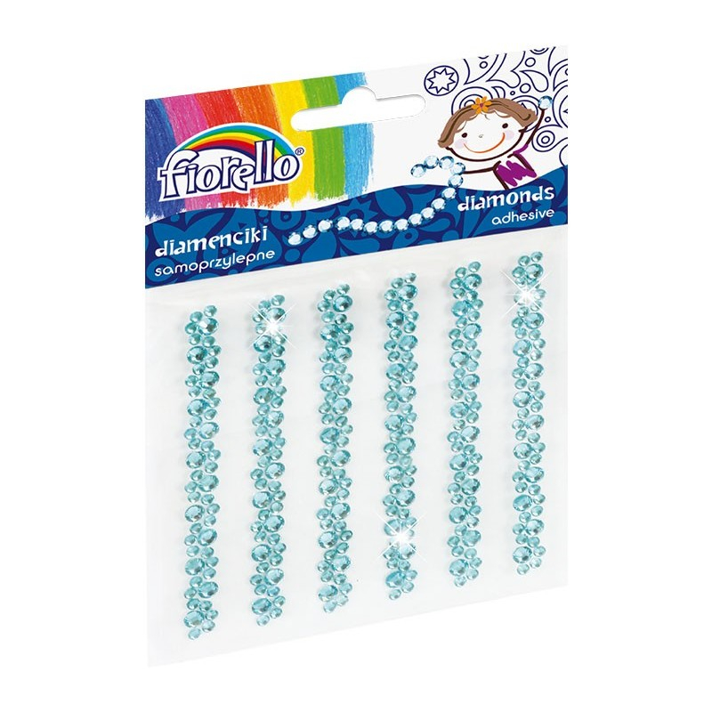 Accesorii creatie - diamante sirag plastic, bleu, 9cm, autoadezive, flori, blister 6 buc, Fiorello, GR-DS06 / 170-2402 [1]