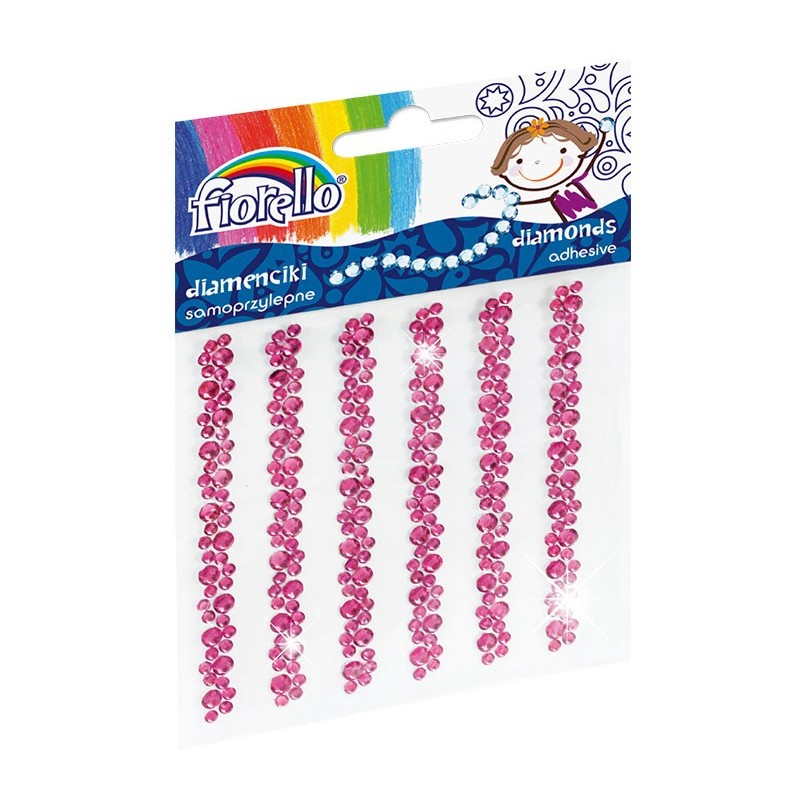 Accesorii creatie - diamante sirag plastic, roz, 9cm, autoadezive, flori, blister 6 buc, Fiorello, GR-DS05 / 170-2401 [1]