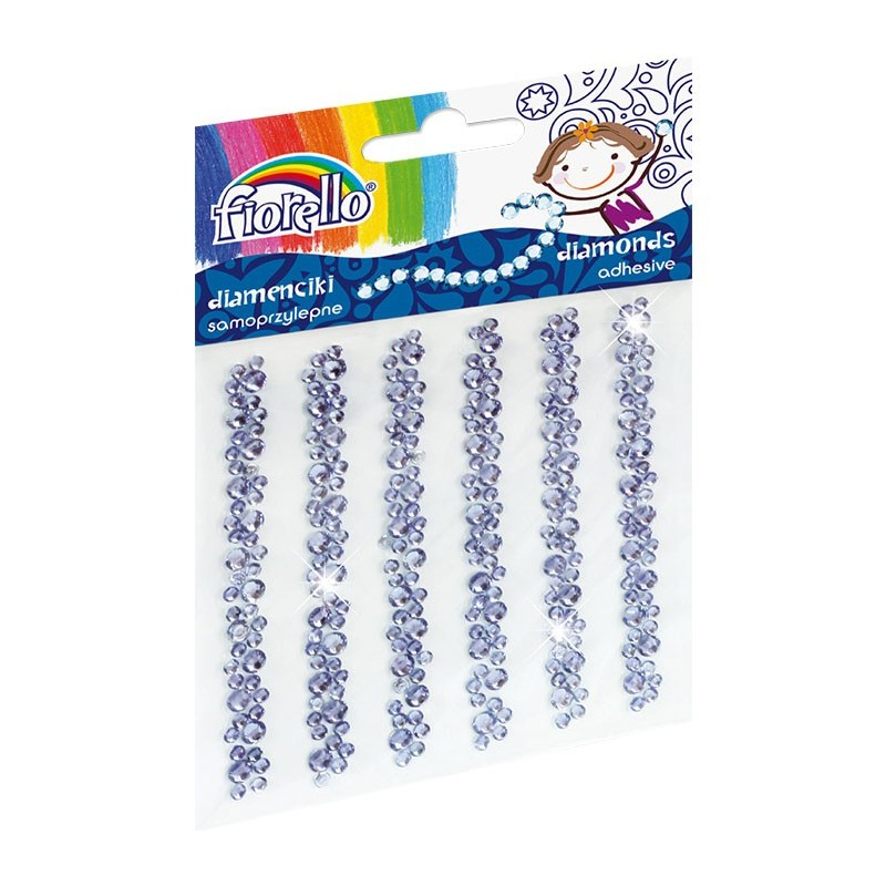 Accesorii creatie - diamante sirag plastic, violet, 9cm, autoadezive, flori, blister 6 buc, Fiorello, GR-DS07 / 170-2403 [1]