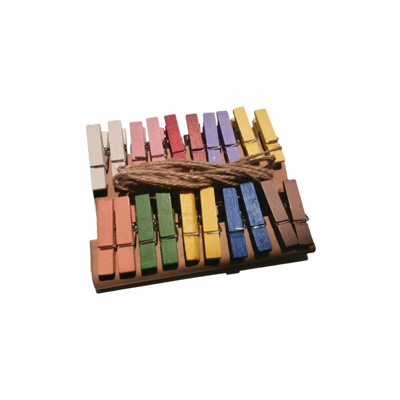 Accesorii creatie - lemn - carlig clasic, colorat, 3.5cm, set 20 buc, Colorarte [1]