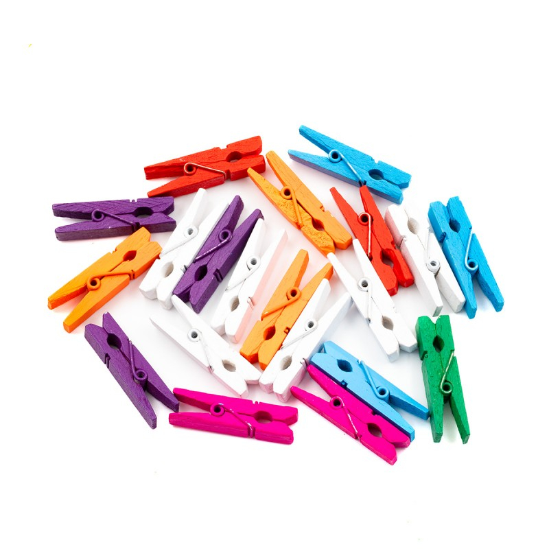 Accesorii creatie - lemn - carlig, diverse culori, 3.5cm, set 20 buc, Colorarte [1]
