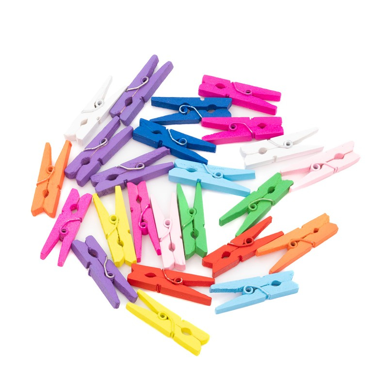 Accesorii creatie - lemn - carlig, diverse culori, 3cm, set 24 buc, Colorarte [1]