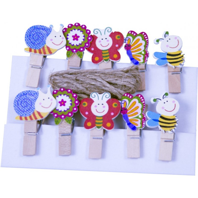 Accesorii creatie - lemn - carlig flori / insecte, natur, 3.5cm, set 10 buc, Colorarte [1]