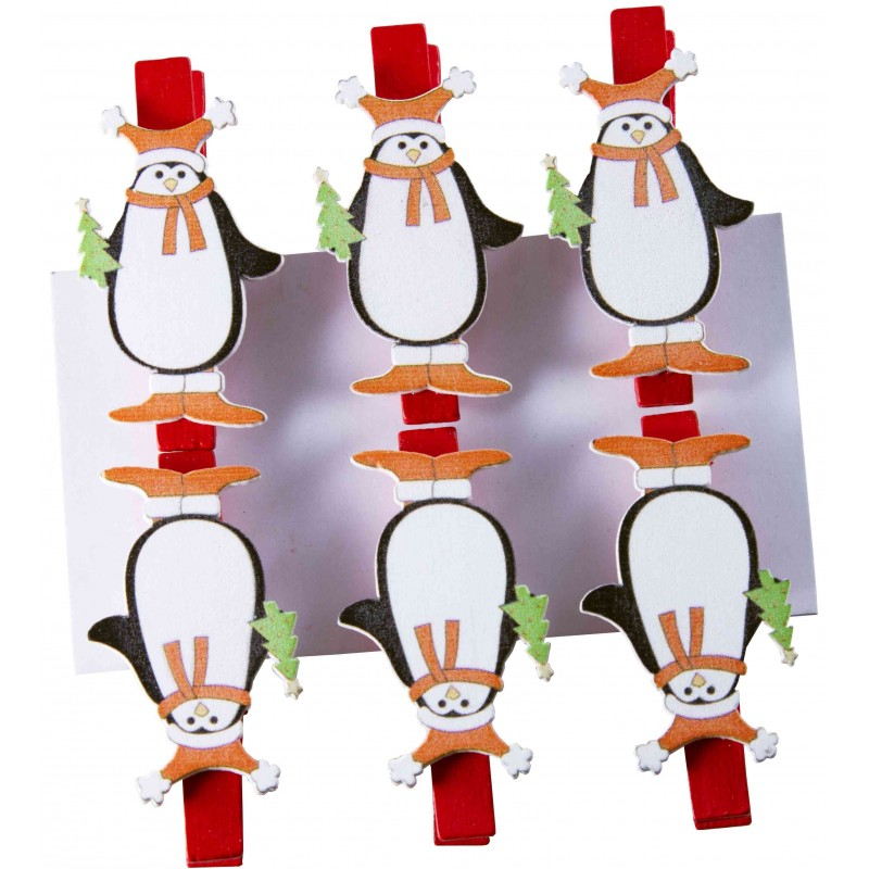 Accesorii creatie - lemn - carlig pinguin, colorat, 3.5cm, set 6 buc, Colorarte [2]