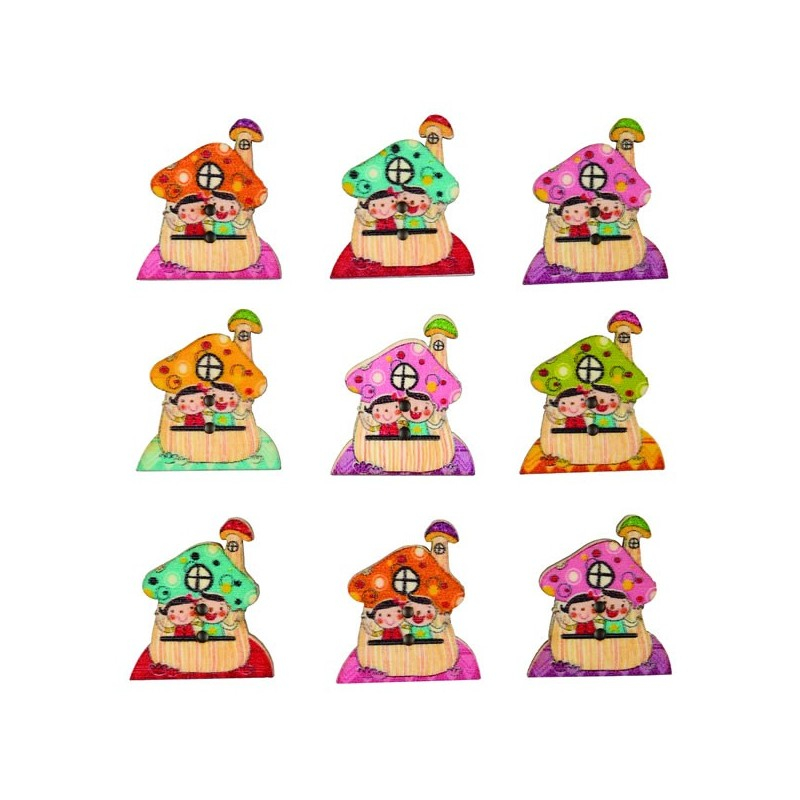 Accesorii creatie - lemn - casuta povesti, set 10-12 buc, Colorarte [1]