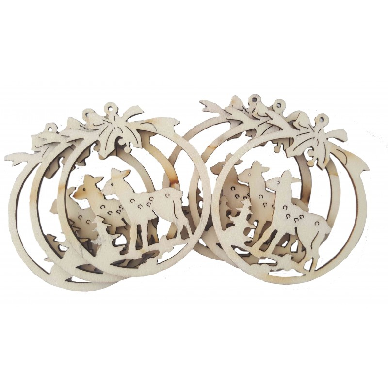 Accesorii creatie - lemn decupat - glob cu caprioara, set 6 buc, Colorarte, FS-MF [1]