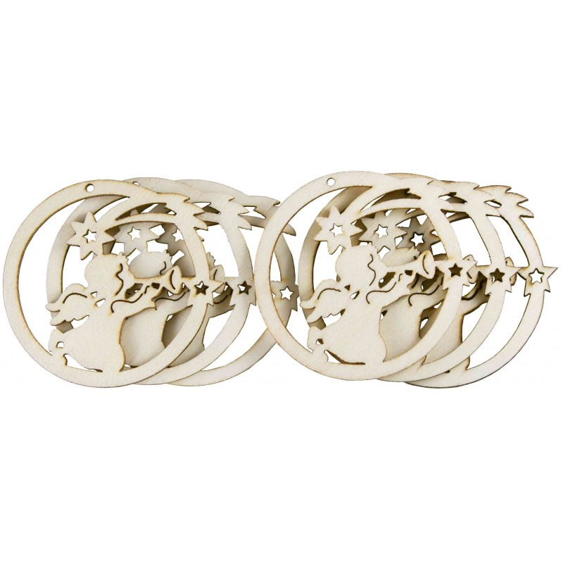 Accesorii creatie - lemn decupat - glob cu ingeras, set 6 buc, Colorarte [1]