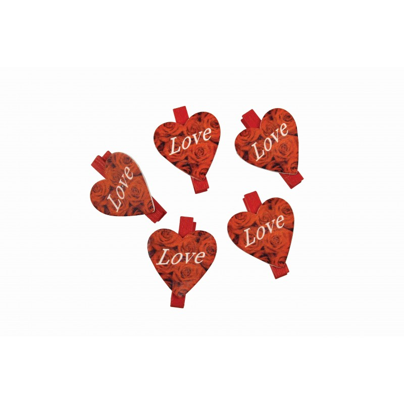 Accesorii creatie - lemn - inimioare LOVE, colorat, 4.5cm, set 6 buc, Colorarte [2]