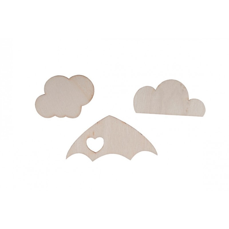 Accesorii creatie - lemn - mixt nori / umbrela, set 20 buc, Colorarte [1]