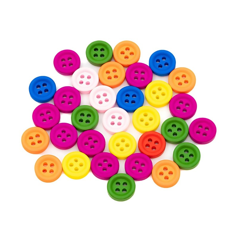 Accesorii creatie - lemn - nasturi, 20mm, diverse culori, set 18 buc, Colorarte [1]