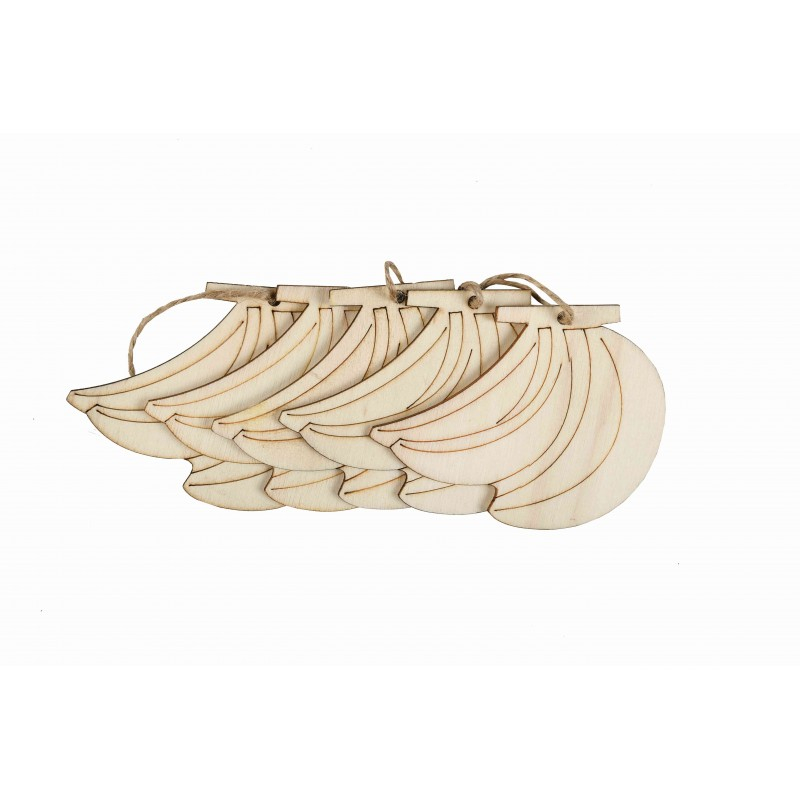 Accesorii creatie - lemn pirogravura - banana, 7x7cm, set 5 buc, Colorarte [1]