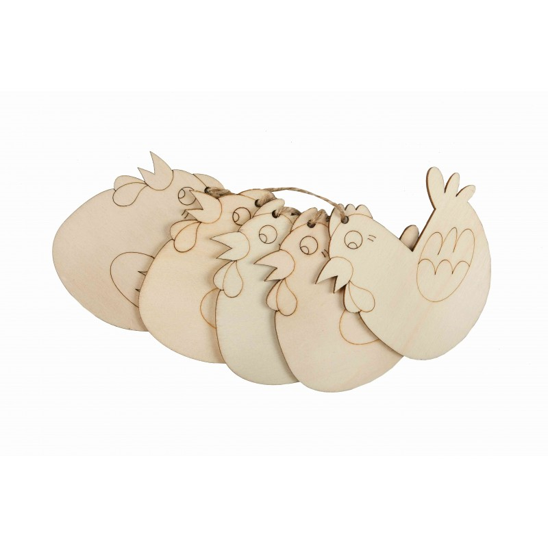 Accesorii creatie - lemn pirogravura - gaina, 7x7cm, set 5 buc, Colorarte [1]