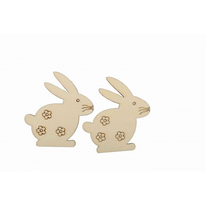 Accesorii creatie - lemn pirogravura - iepuri, 8cm, set 5 buc, Colorarte [1]