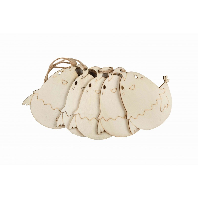 Accesorii creatie - lemn pirogravura - puisor, 7x7cm, set 5 buc, Colorarte [1]