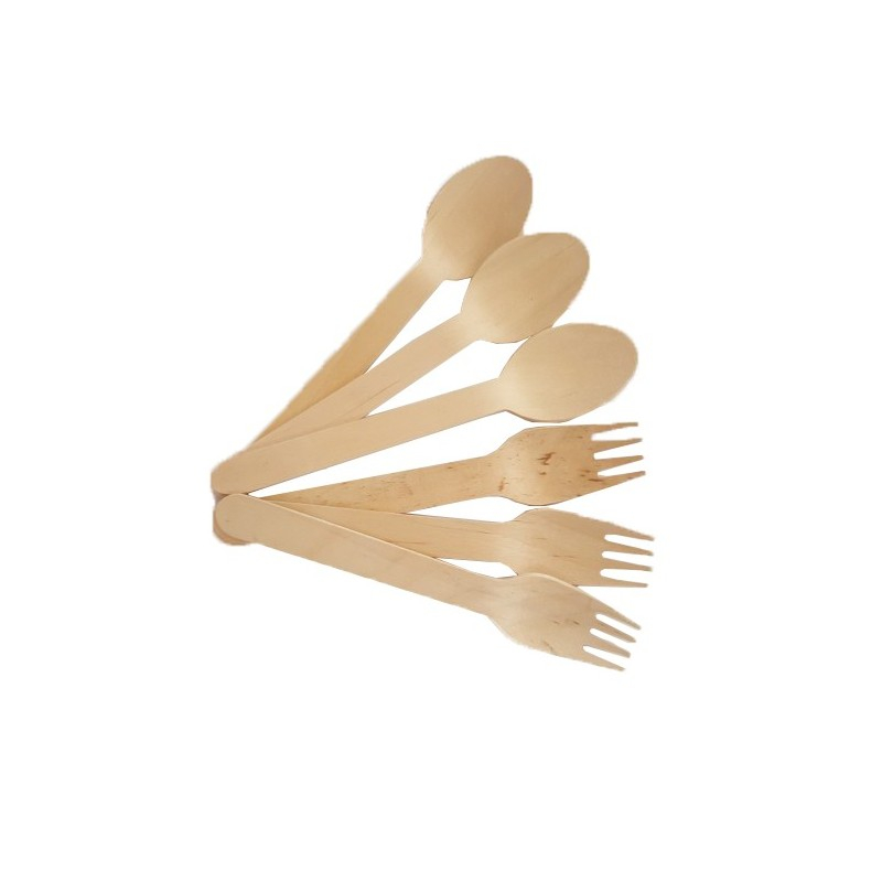 Accesorii creatie - lemn - tacamuri (3 furculite, 3 linguri), natur, set 6 buc, Colorarte [1]