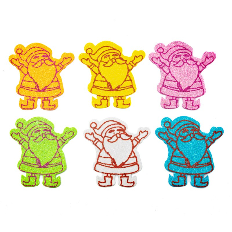 Accesorii creatie - Mos Craciun, sticker gumat cu sclipici, set 6 buc, diverse culori, Colorarte [1]