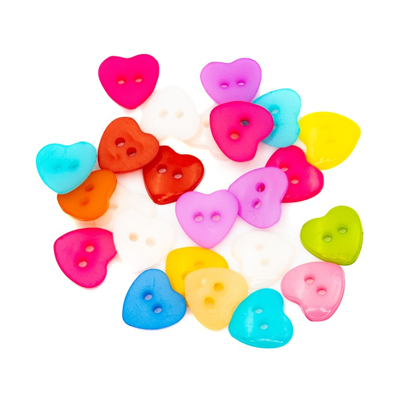 Accesorii creatie - nasturi inimi plastic, diverse culori, 15mm, VRAC, set 1000 buc, Colorarte [1]
