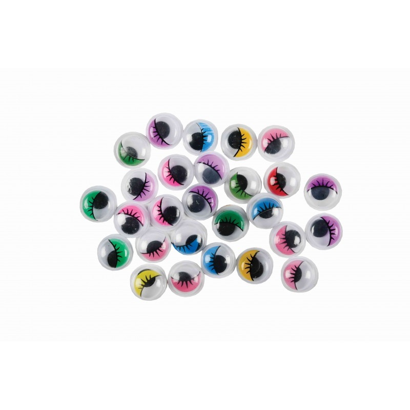 Accesorii creatie - ochisori mari plastic, diverse culori, 10mm, cu gene, set 60 buc, Colorarte [1]