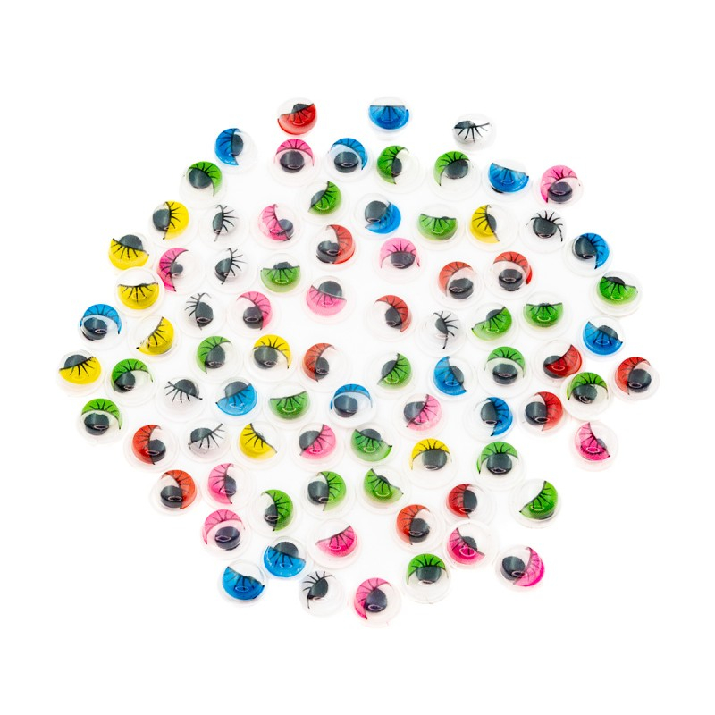 Accesorii creatie - ochisori plastic mici cu gene, diverse culori, 6mm, set 100 buc, Colorarte [1]