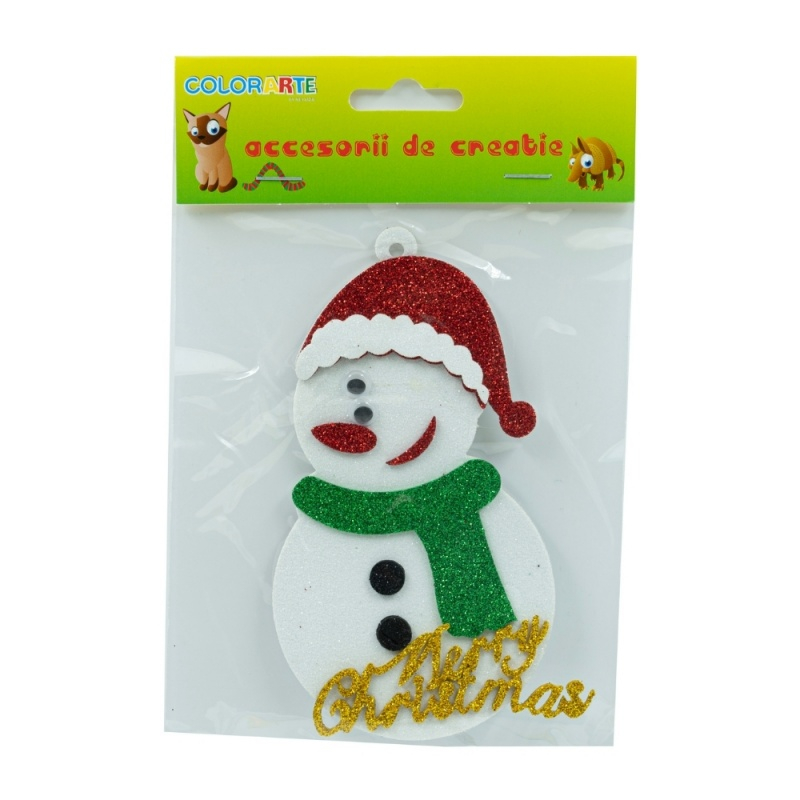 Accesorii creatie - om de zapada, sticker gumat cu sclipici, 13cm, Colorarte [1]
