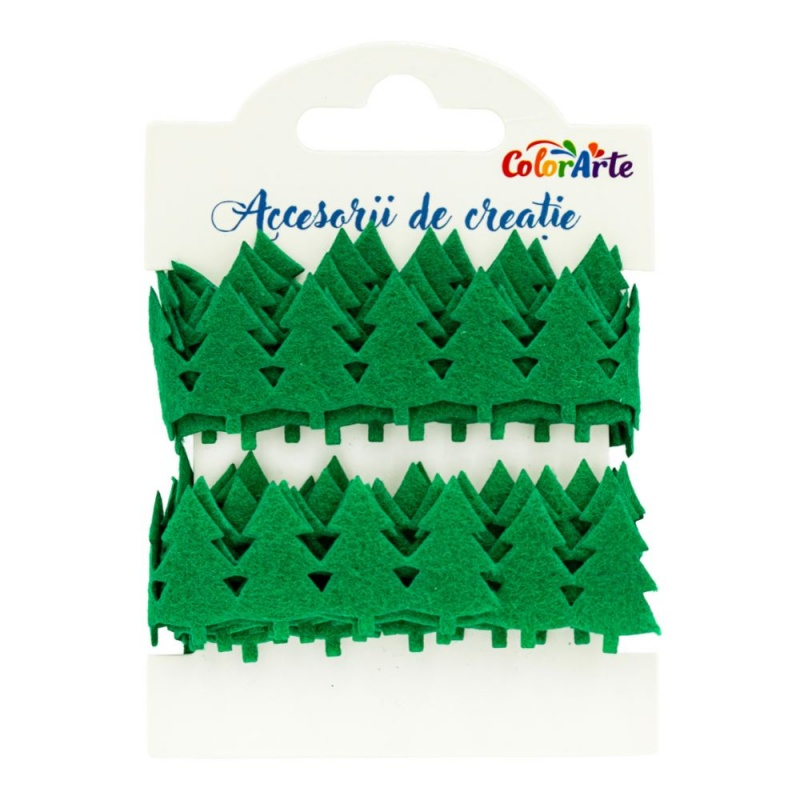 Accesorii creatie - panglica decorativa, brad verde, fetru, 3cm x 2m, Colorarte MY022 [1]