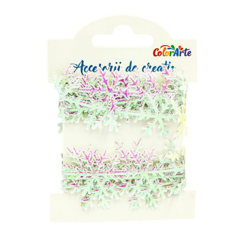 Accesorii creatie - panglica decorativa, fulg de nea fosforescent, 2.5cm x 2m, Colorarte MY023 [1]