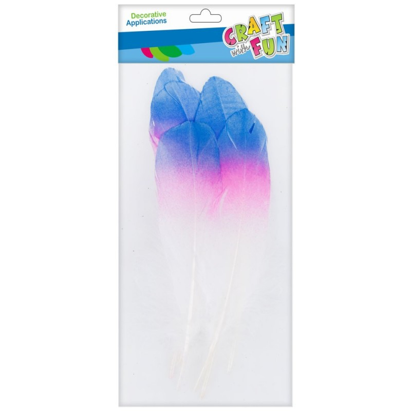 Accesorii creatie - pene, alb, albastru, roz, 13-17cm, set 6 buc, Craft with Fun, 463653 [2]