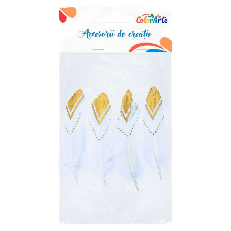 Accesorii creatie - pene cu sclipici, 18-21cm, set 4 buc, Colorarte MTCR-FE027 [1]