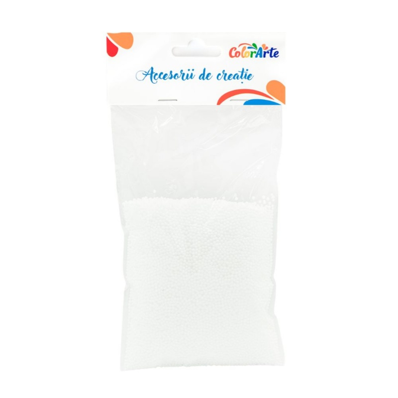 Accesorii creatie - polistiren - bile, alb, 2mm, Colorarte, MY004, 10g/punga [1]