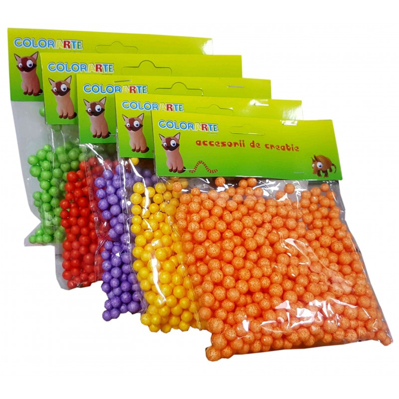 Accesorii creatie - polistiren - bile, diverse culori, 0.5cm, Colorarte, 23166 [1]