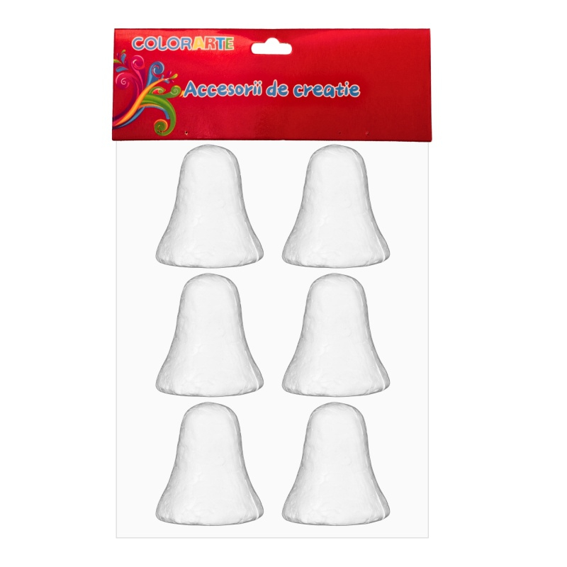 Accesorii creatie - polistiren - clopotel, alb, 5cm, set 6 buc, Colorarte, MY19 [1]