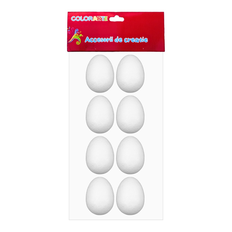 Accesorii creatie - polistiren - ou, alb, 5cm, set 8 buc, Colorarte, MY02 [1]