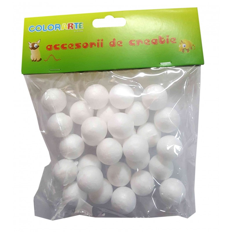 Accesorii creatie - polistiren - sfera mica, alb, 2cm, set 50-70 buc, Colorarte [2]