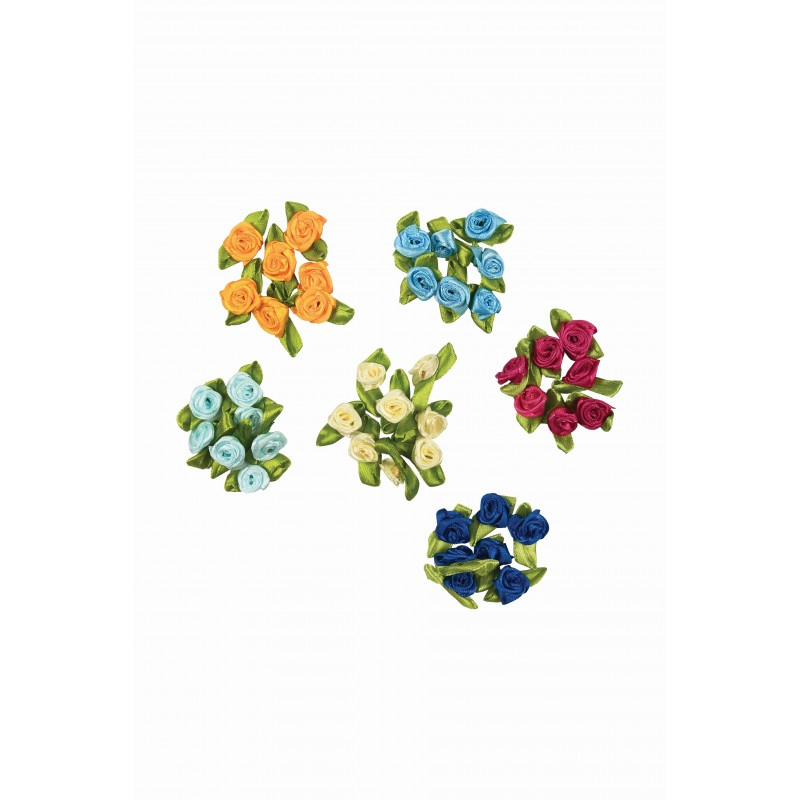 Accesorii creatie - trandafiri textil, diverse culori, de cusut, set 15 buc, Colorarte, RIB1005 [1]