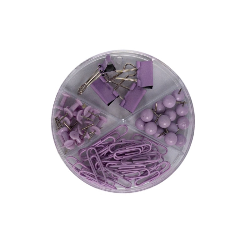 Accesorii set birou Cnx, 62 piese, diverse culori - agrafe, ace gamalie, ace tabla, clips [4]