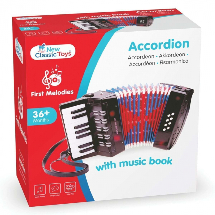 Jucarie Acordeon mare, 17 taste,  Negru, 23.5 x 10 x 23 cm [7]