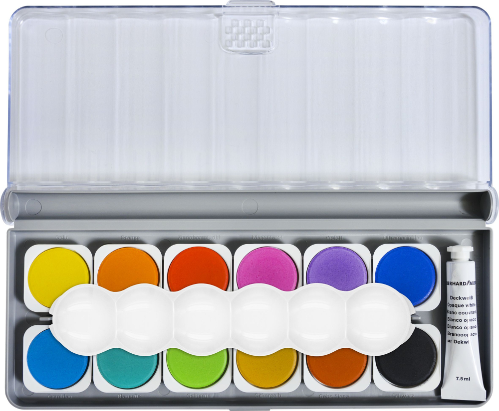 Acuarele 12 culori detasabile + paleta+tub alb eberhard faber [2]