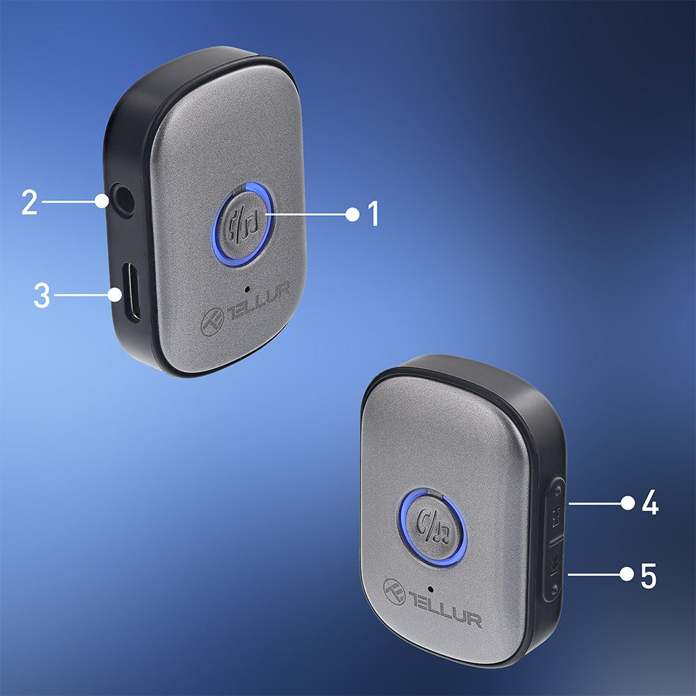 Adaptor Bluetooth 5.3 Tellur, receiver audio cu port AUX 3.5 mm, gri [9]