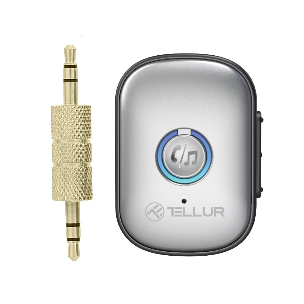 Adaptor Bluetooth 5.3 Tellur, receiver audio cu port AUX 3.5 mm, gri [12]